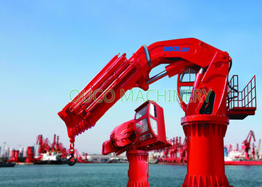 Red Hydraulic Boom Crane Telescopic Knuckle Boom Reliable Running Smoothly